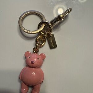 Coach Pink Bear Charm with Gold Accents